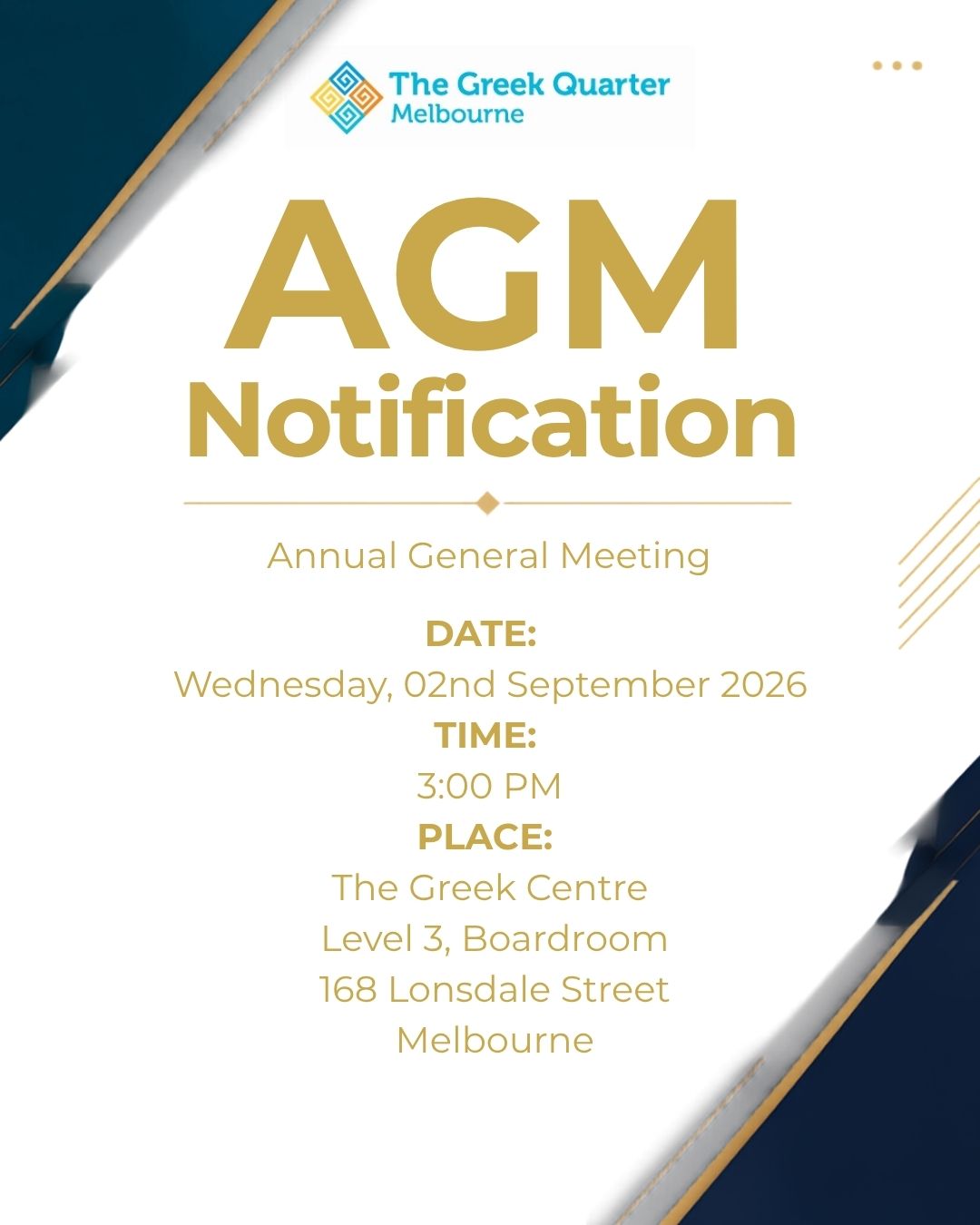 The Greek Quarter Annual General Meeting